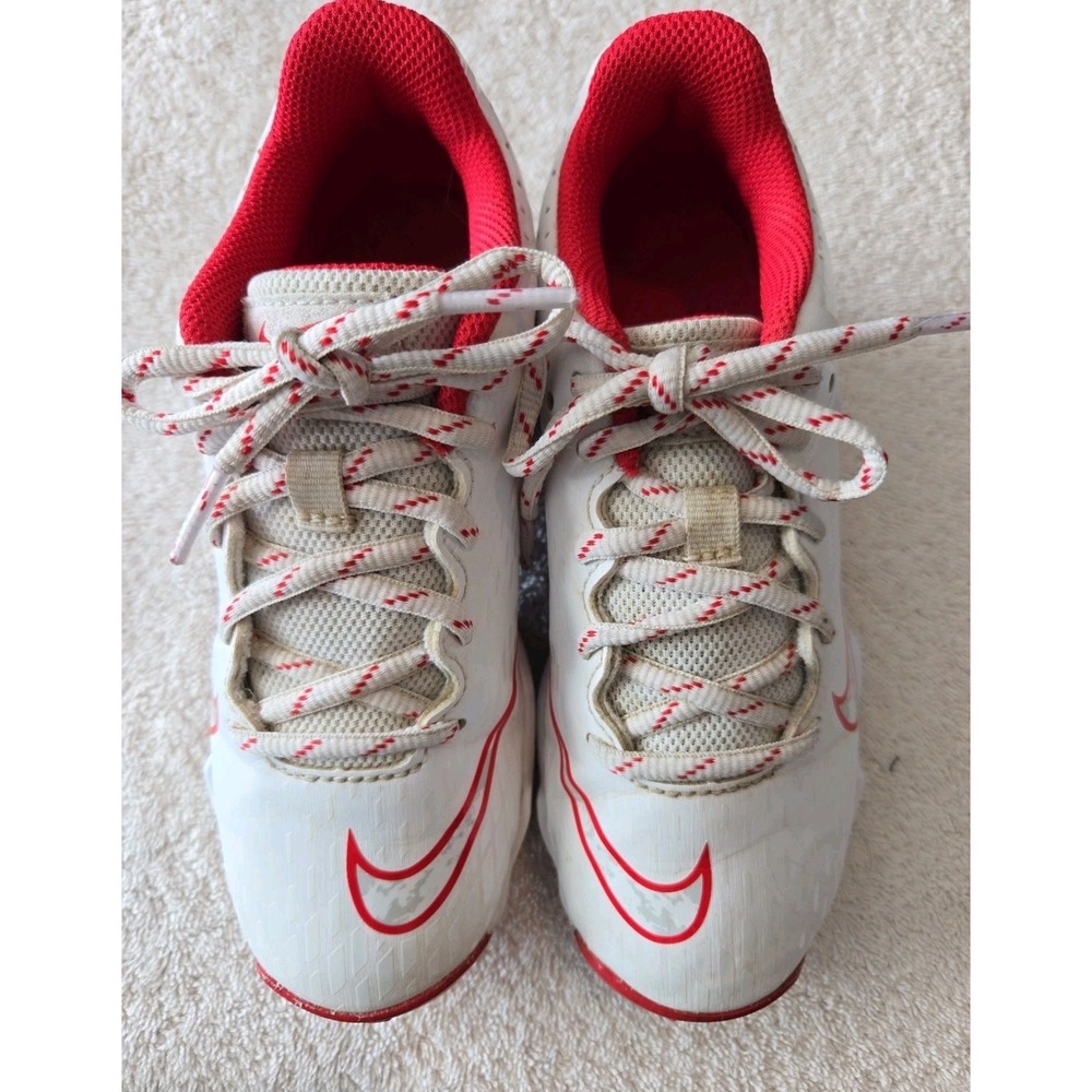 NIKE HYPERDIAMOND 4 White Red Softball Cleats Youth Size‎ US 1Y UK 3.5